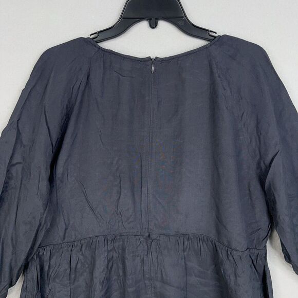 Boden Blouse Womens 18 Blue Embroidered Boho Peasant Tunic Top Smocked Coastal - Picture 7 of 12